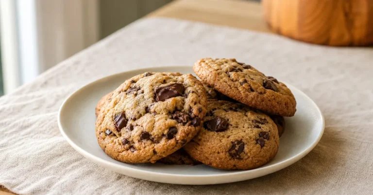 Cookies moelleux américains maison, le plat servi à table