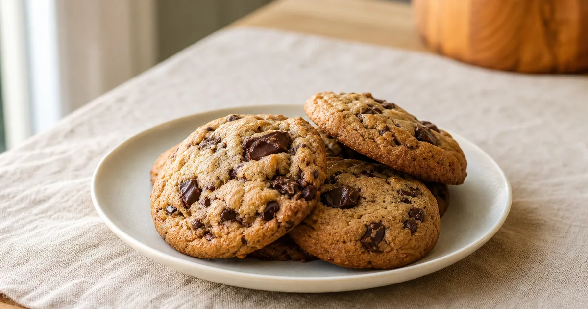 Cookies moelleux américains maison, le plat servi à table