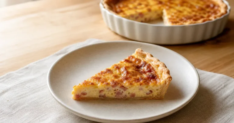 quiche lorraine maison, le plat servi à table