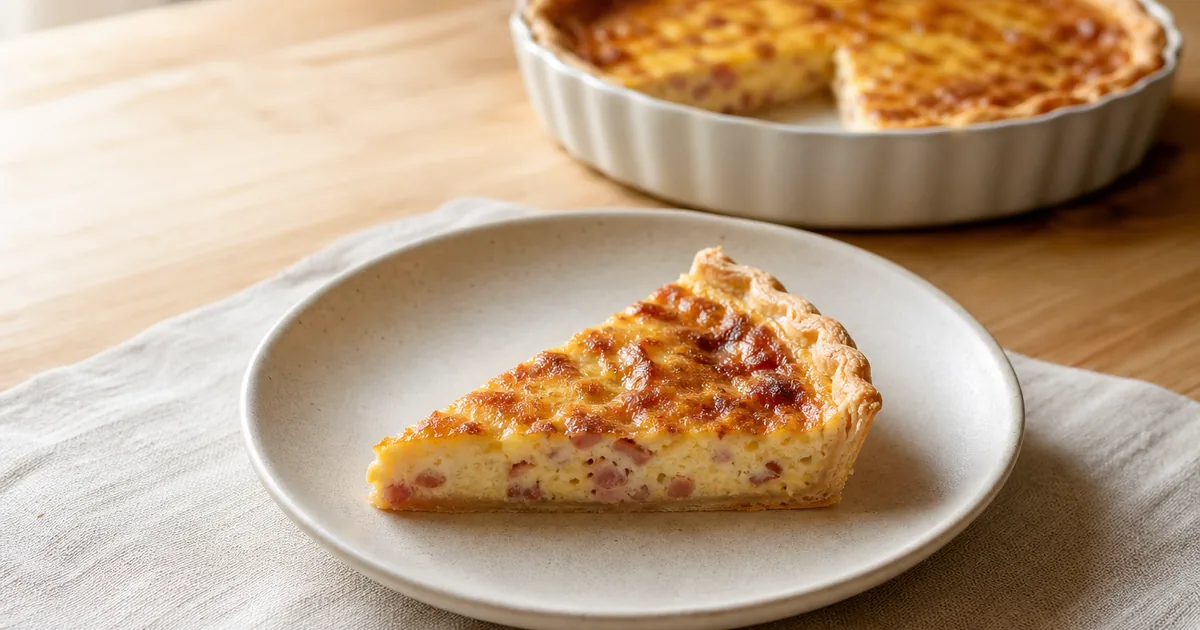 quiche lorraine maison, le plat servi à table