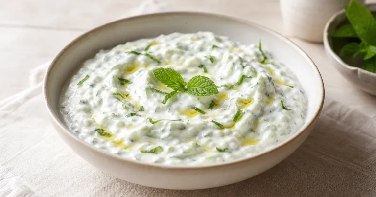 Tzatziki maison, le plat servi à table