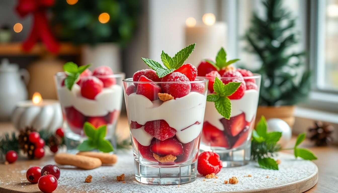 Verrines gourmandes de Noël : fruits rouges et spéculoos