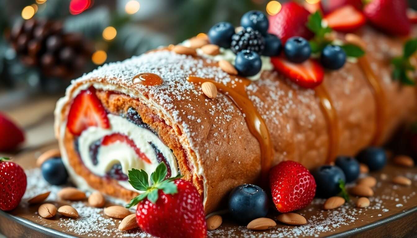 Bûche de Noël Sans Sucre Raffiné aux Fruits Rouges