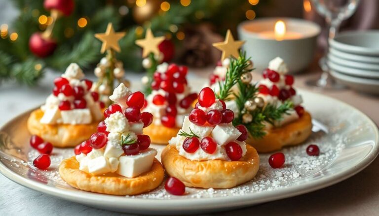 Sapins de Noël à la feta et grenade : recette festive