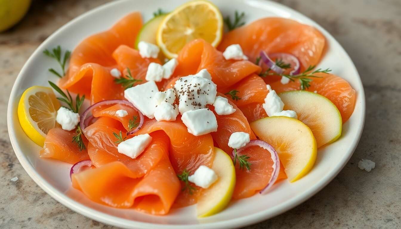 Carpaccio de pomme verte et saumon fumé : recette gourmande et fraîche