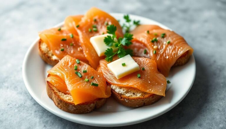 Toasts au saumon fumé et fromage sur pain d'épices