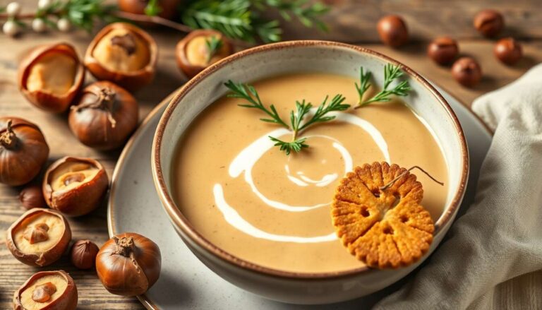 Velouté de châtaignes : recette festive au pain d'épices et noisettes