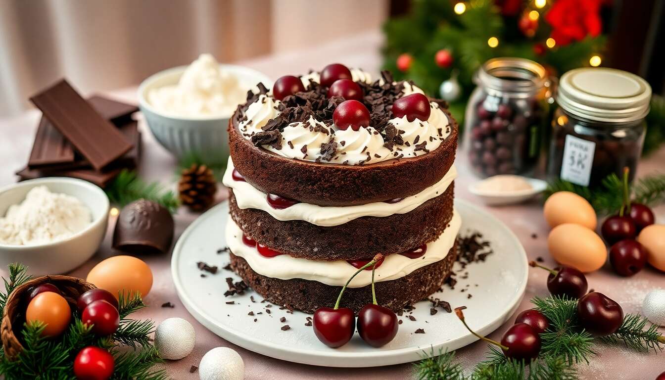 Recette de Forêt Noire de Noël : gâteau Gourmand et Festif