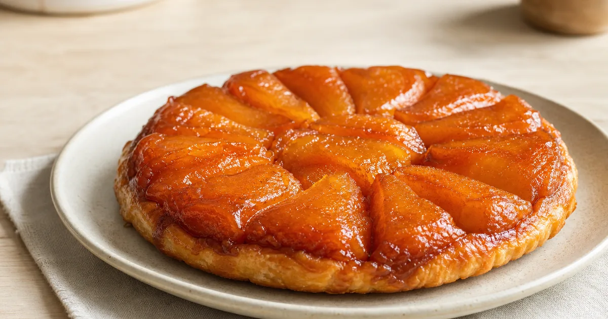 tarte Tatin maison, un dessert servi à table