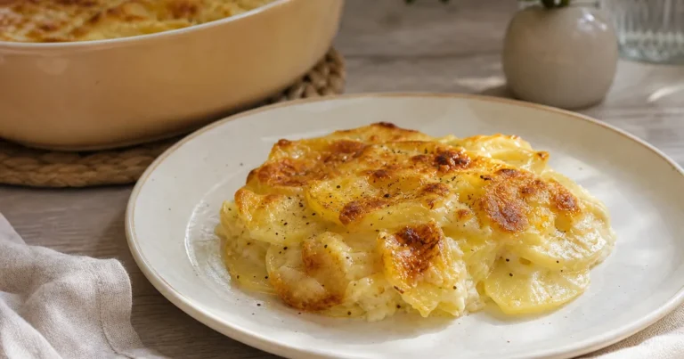 gratin dauphinois maison, un plat principal servi à table