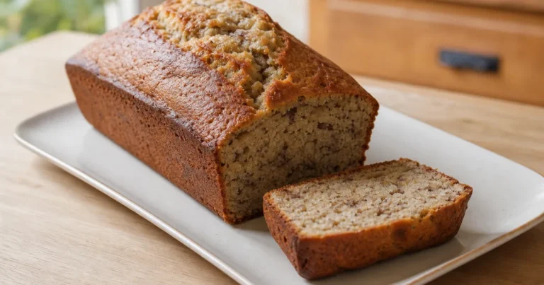 banana bread maison, un dessert servi à table