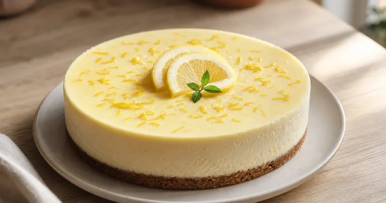 cheesecake au citron sans cuisson maison, un dessert servi à table