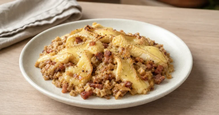 croziflette savoyarde maison, un plat principal servi à table