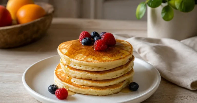 pancakes moelleux et à préparer maison, un dessert servi à table