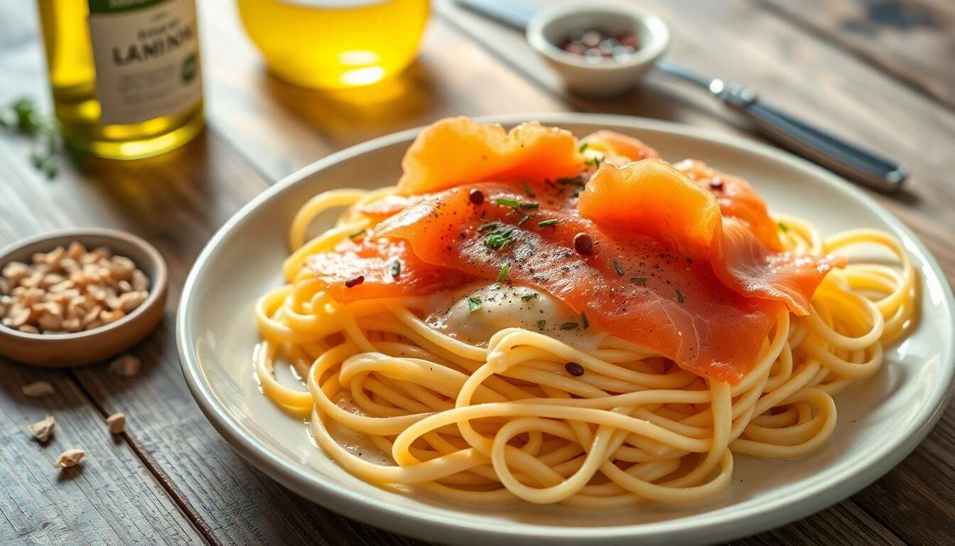 Tagliatelles crémeuses au saumon fumé : recette facile et rapide