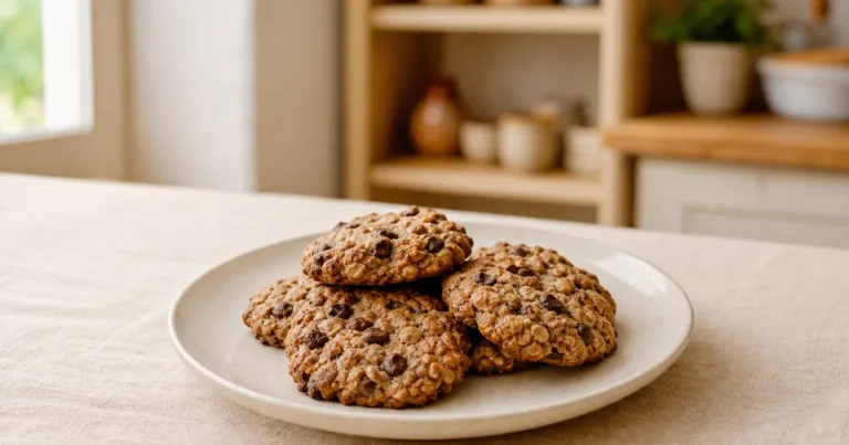 Biscuits Avoine et Banane maison, un dessert servi à table
