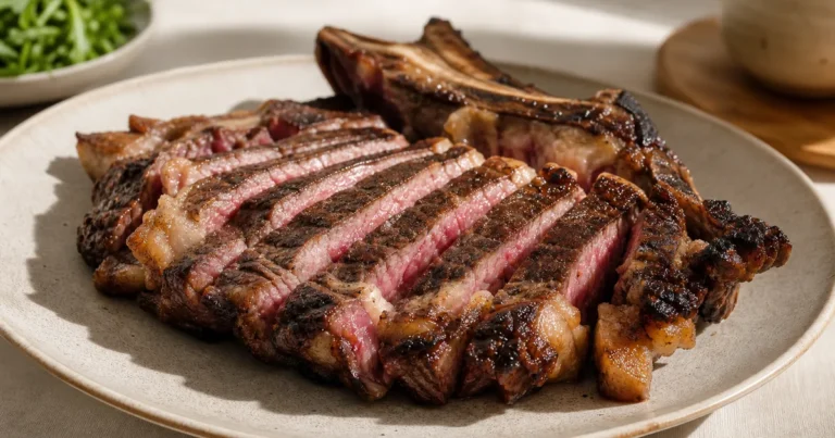 Côte de bœuf au barbecue maison, un plat principal servi à table
