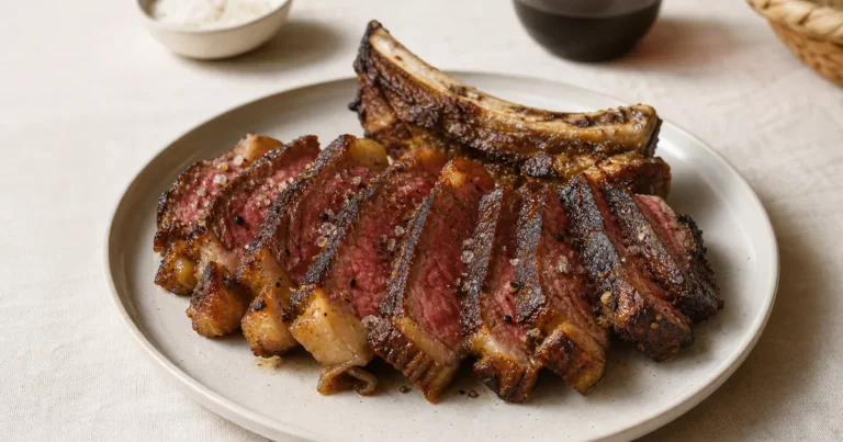 Côte de bœuf au four maison, un plat principal servi à table