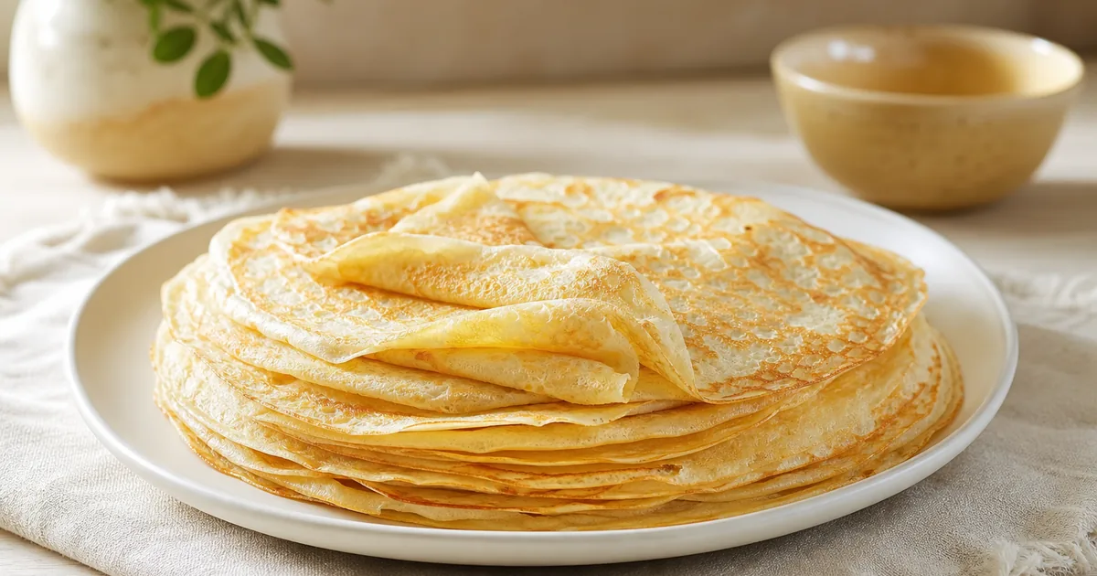 Crêpes à la bière : la recette facile pour des crêpes légères 1 Crêpes à la bière maison, un dessert servi à table