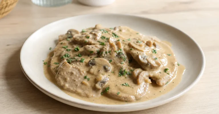 Escalopes de veau à la crème maison, un plat principal servi à table