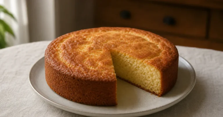 Gâteau au yaourt et moelleux maison, un dessert servi à table