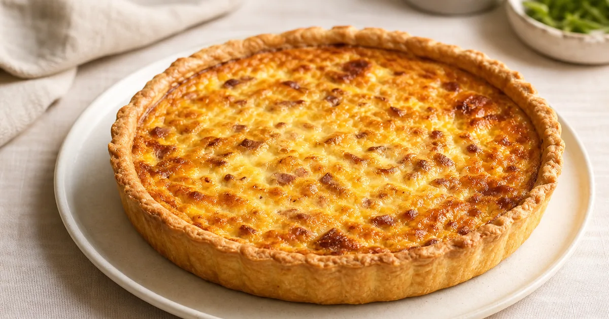 Recette authentique de la quiche lorraine 1 quiche lorraine maison, un plat principal servi à table