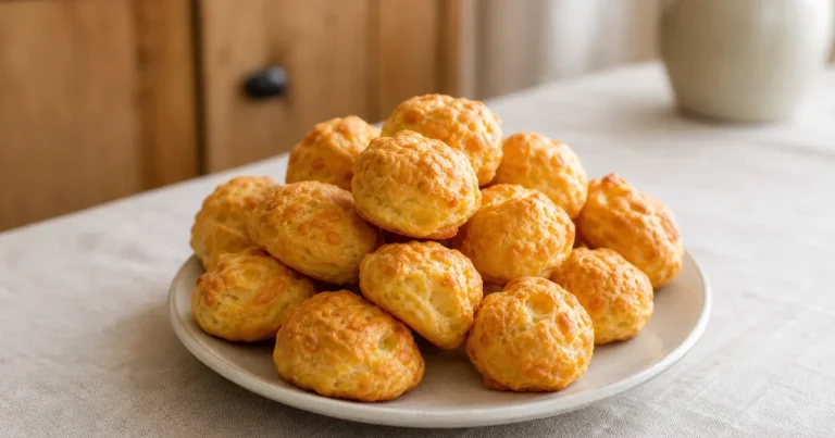 gougères maison, une entrée servie à table