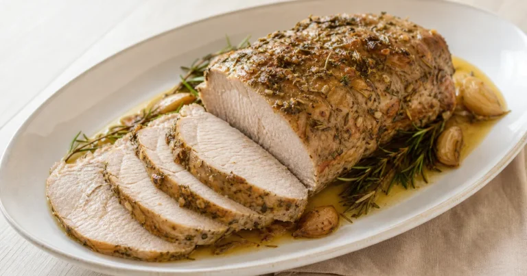 rôti de veau au four maison, un plat principal servi à table