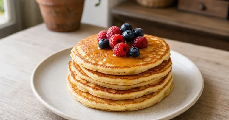 Pancakes et maison, un dessert servi à table
