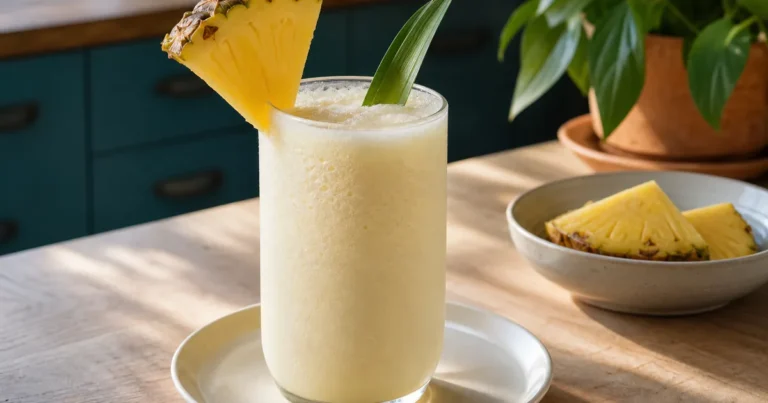 Piña Colada Originale maison, une boisson servie à table