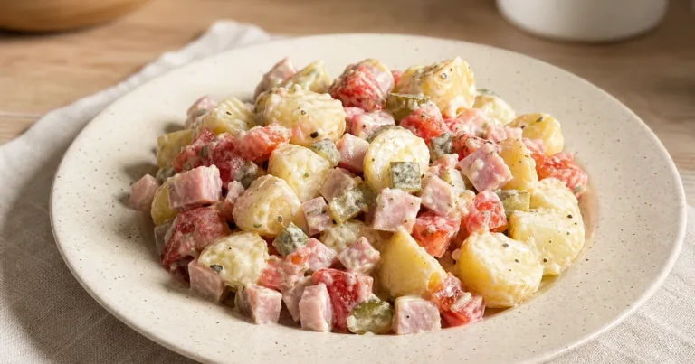 Salade piémontaise de Jean-Pierre maison, une entrée servie à table