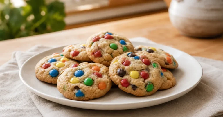 M&amp;M's cookies maison, un dessert servi à table