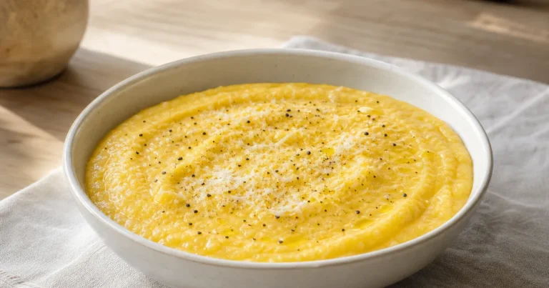Polenta crémeuse maison, un plat principal servi à table