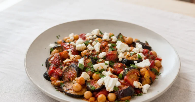 aubergines au four et maison, un plat principal servi à table