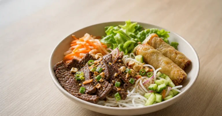 Bo Bun vietnamien maison, un plat principal servi à table