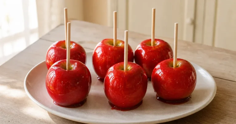 Pommes d'Amour pour la Fête maison, un dessert servi à table