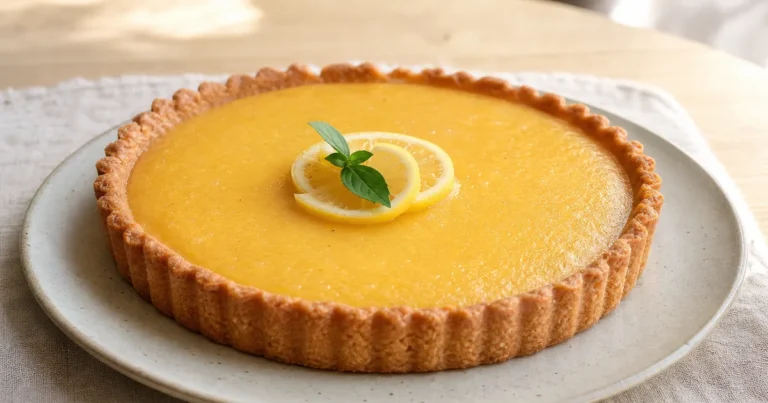 Tarte au Citron maison, un dessert servi à table