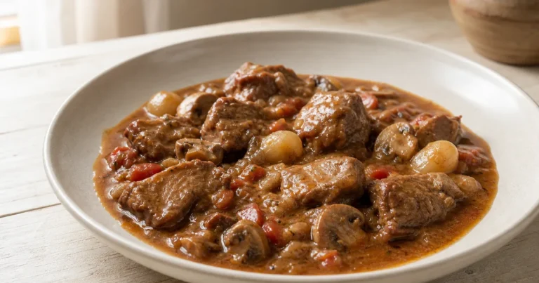 Veau Marengo Maison, un plat principal servi à table