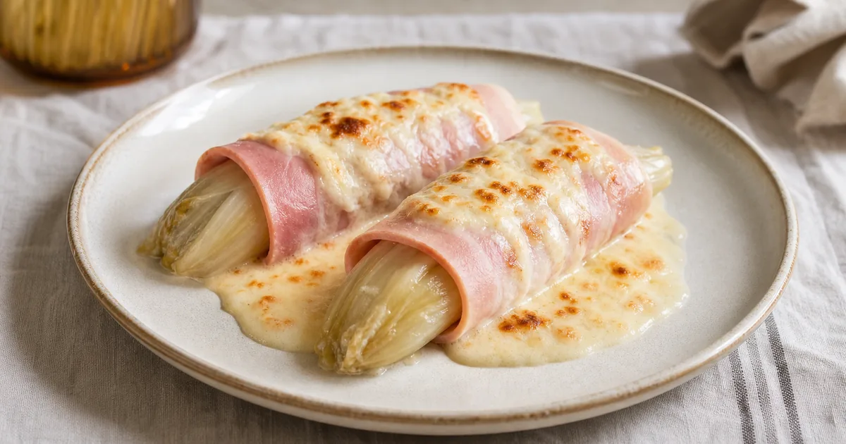 endives au jambon maison, un plat principal servi à table