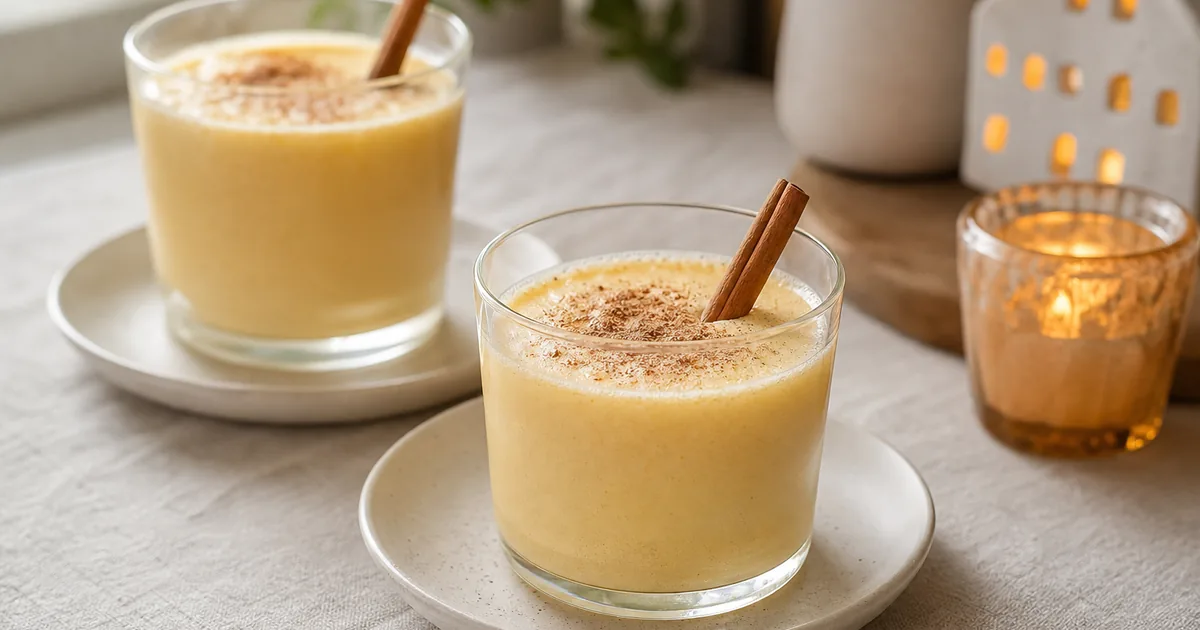 lait de poule pour Noël maison, un dessert servi à table