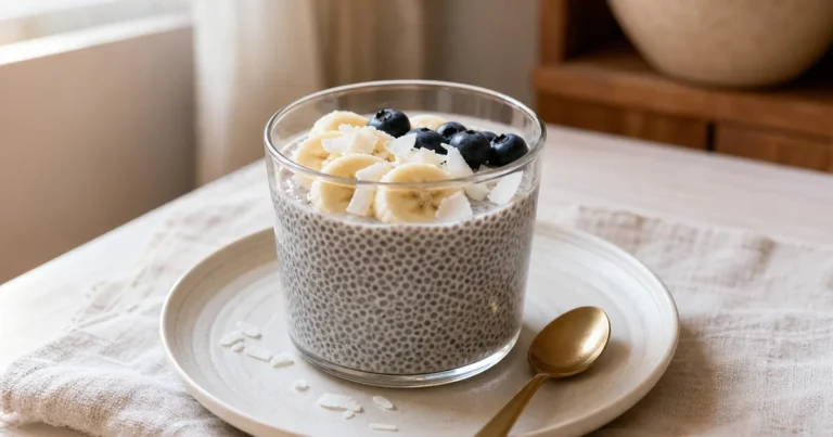 pudding de chia maison, un dessert servi à table