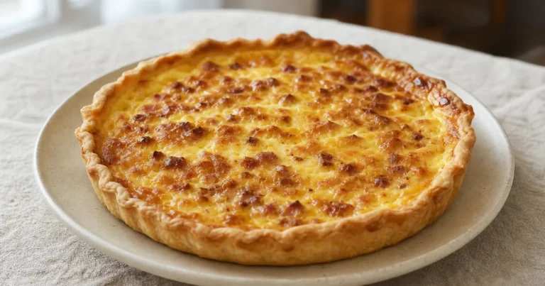 Quiche Lorraine de Sophie maison, un plat principal servi à table