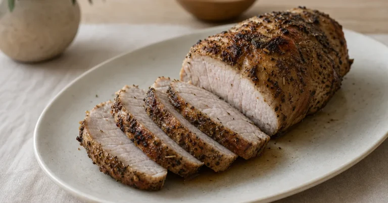 Rôti de porc tout maison, un plat principal servi à table
