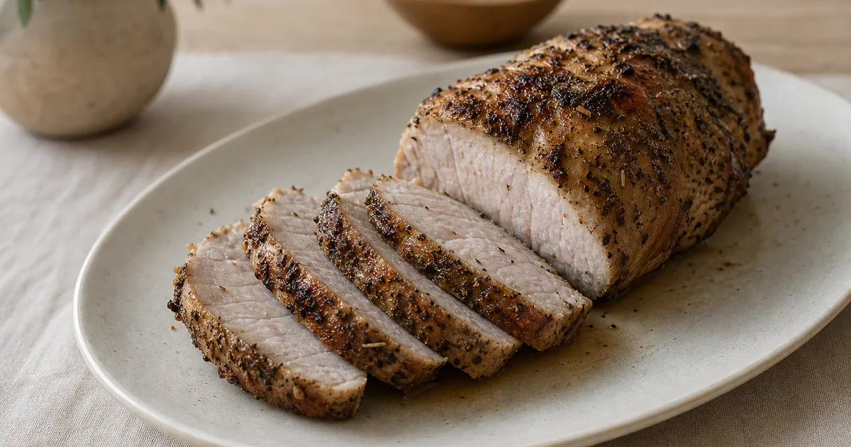 Rôti de porc tout simple : recette facile et savoureuse 1 Rôti de porc tout maison, un plat principal servi à table