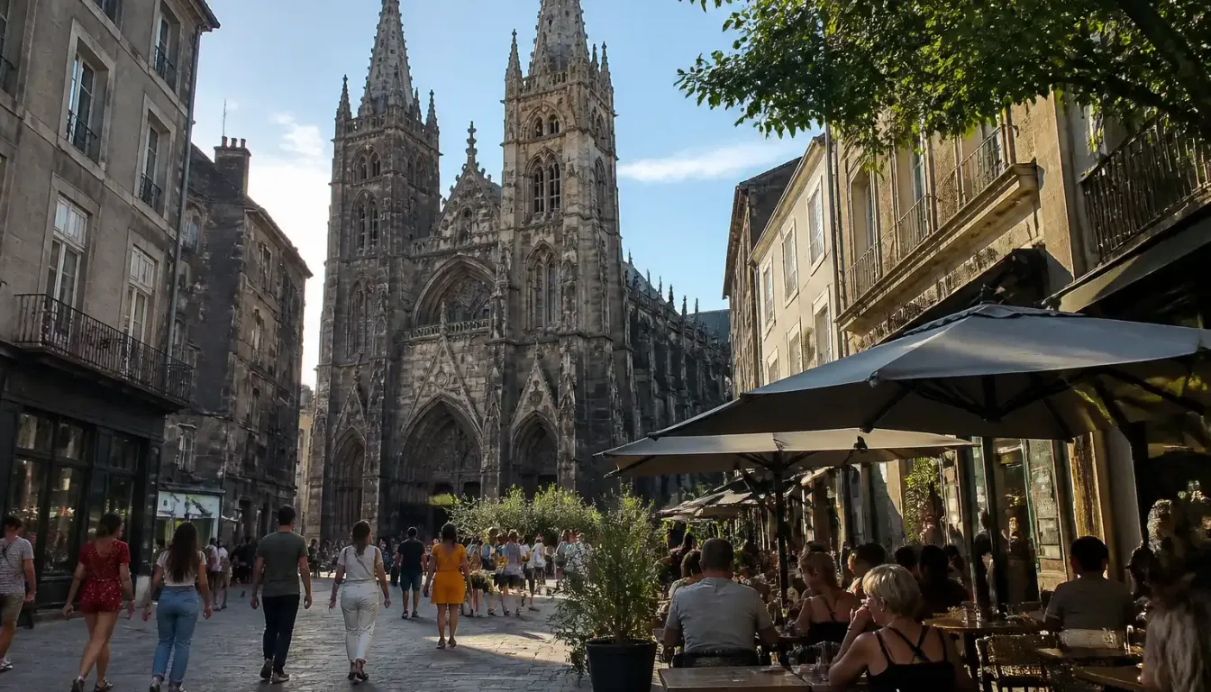 Place de la Victoire à Clermont-Ferrand, au pied de la cathédrale Notre-Dame-de-l'Assomption